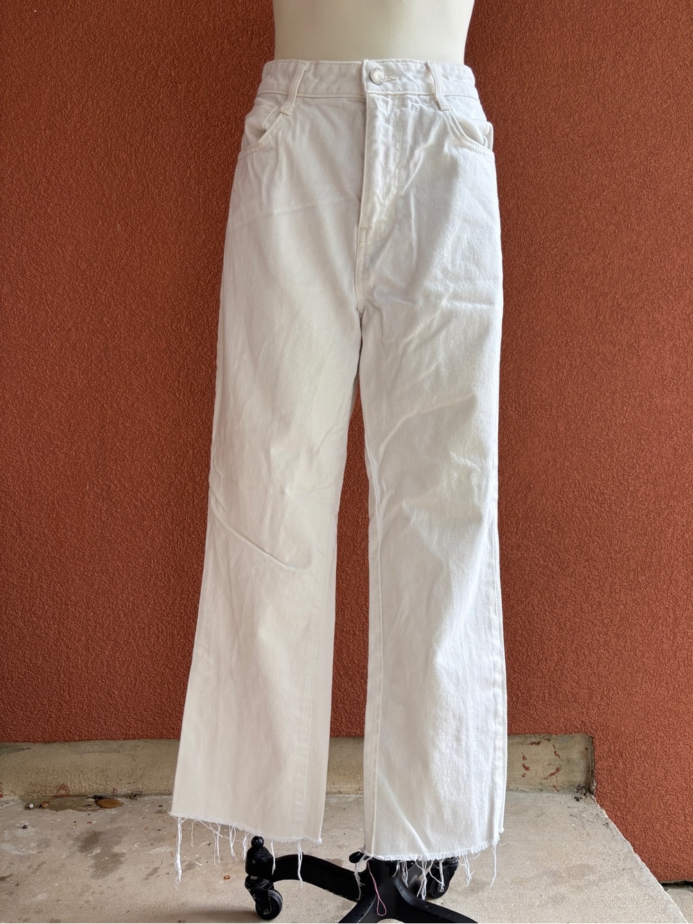 Zara High-Rise White Jeans
